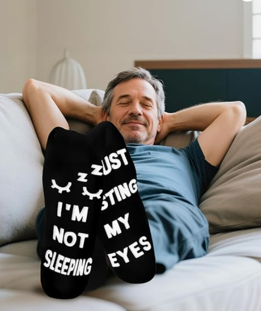 Black-not Sleep Fathers Day Gift From Daughter Wife Son Kids- Personalized Fathers Day Gift For Husband Dad Stepdad, Funny Men Socks