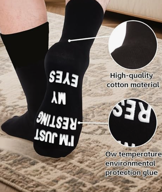 Black-not Sleep Fathers Day Gift From Daughter Wife Son Kids- Personalized Fathers Day Gift For Husband Dad Stepdad, Funny Men Socks